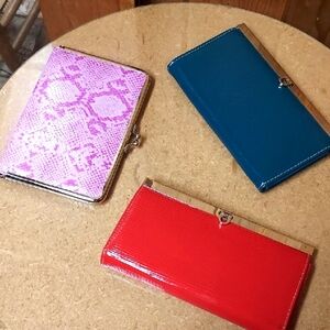 Stylish Women's Wallets Set - Pink, Teal, Red